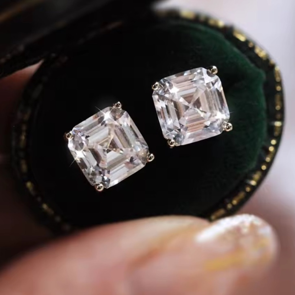 Sterling Silver Stud Moissanite Earrings View 2